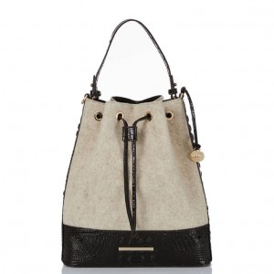 Beige Women's Brahmin Marlowe Bucket Bags | 0791LPJVS