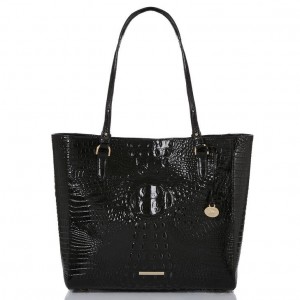 Black Women's Brahmin April Tote Bags | 7831EAPJU