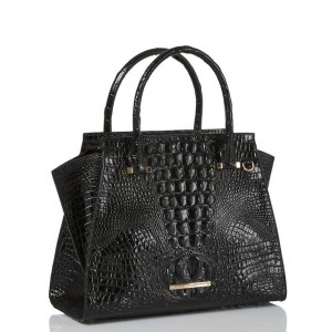 Black Women's Brahmin Priscilla Satchel Bags | 7893KMICF