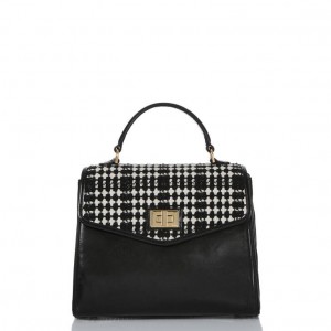 Black Women's Brahmin Rene Satchel Bags | 6952ZRGVW