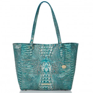 Blue Women's Brahmin April Tote Bags | 3862CVSDP