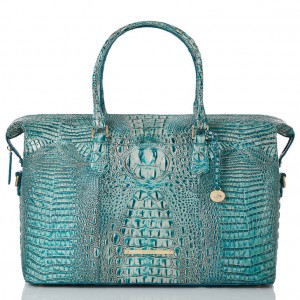 Blue Women's Brahmin Duxbury Weekender Travel Bags | 1096VQHAK