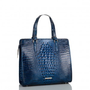 Blue Women's Brahmin Tia Tote Bags | 4516DHJXL