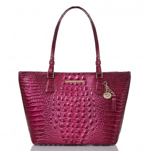 Burgundy Women's Brahmin Medium Asher Tote Bags | 9534YREKC