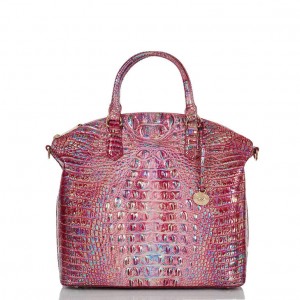 Fuchsia Women's Brahmin Large Duxbury Satchel Bags | 1759HBGIV