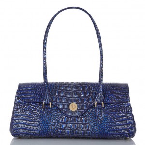 Navy Women's Brahmin Dayan Satchel Bags | 3891KIOZB