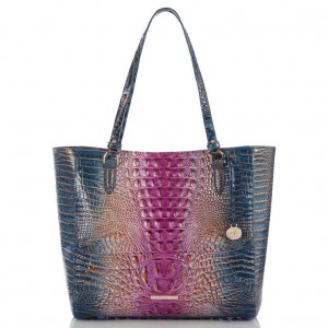 Purple Women's Brahmin April Tote Bags | 4973TVBLE