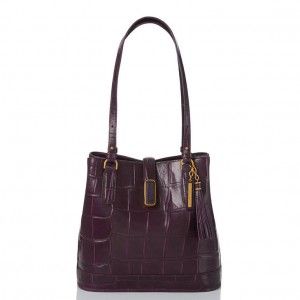 Purple Women's Brahmin Fiora Bucket Bags | 0398XFSLW