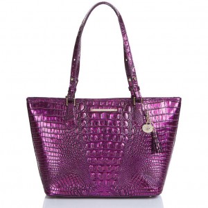 Purple Women's Brahmin Medium Asher Tote Bags | 2164WOULH