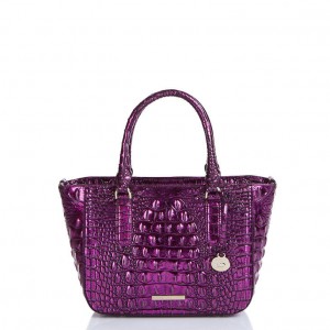 Purple Women's Brahmin Small Ashlee Satchel Bags | 0178WMFNI