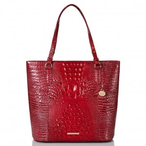 Red Women's Brahmin Abigail Tote Bags | 1934JHKOS