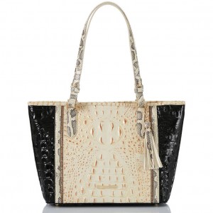 White Women's Brahmin Medium Asher Tote Bags | 6478YNKIS