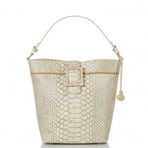 White Women's Brahmin Shira Bucket Bags | 0763EXGFU