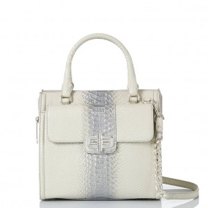 White Women's Brahmin Small Caroline Satchel Bags | 5068XAQJV