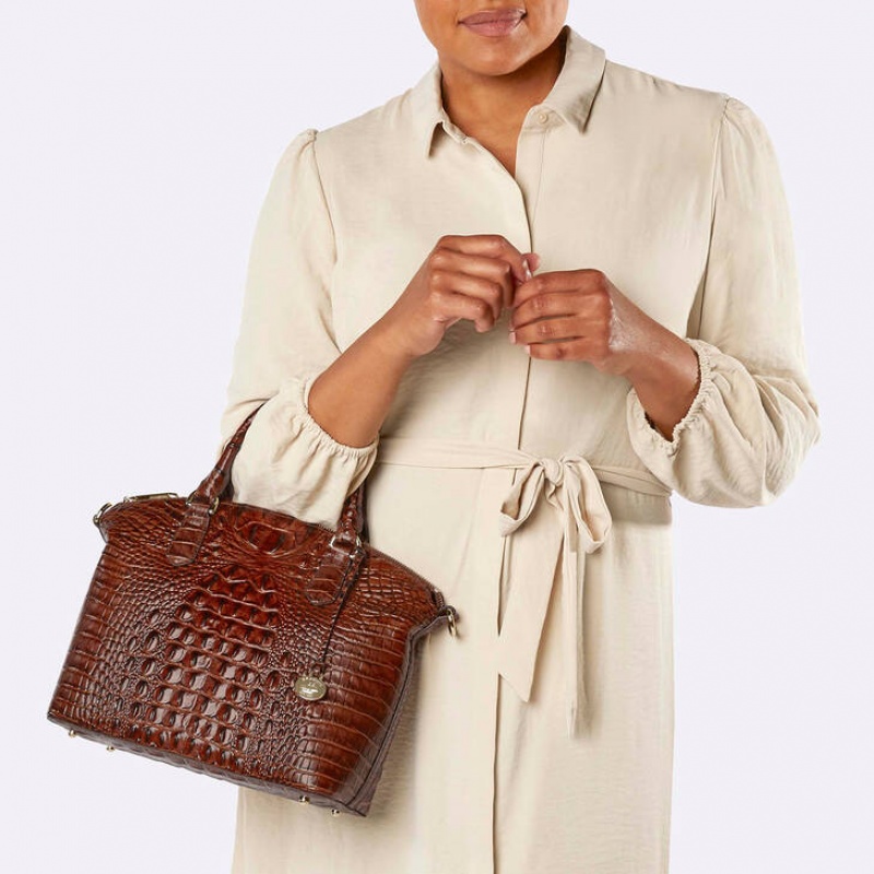 Apricot Women's Brahmin Duxbury Satchel Bags | 0368GLZPS