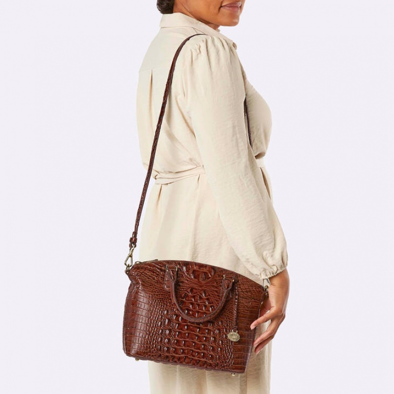 Apricot Women's Brahmin Duxbury Satchel Bags | 0368GLZPS