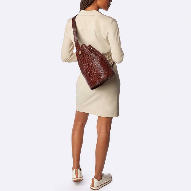 Beige Women's Brahmin Allie Bucket Bags | 8493HCXBL