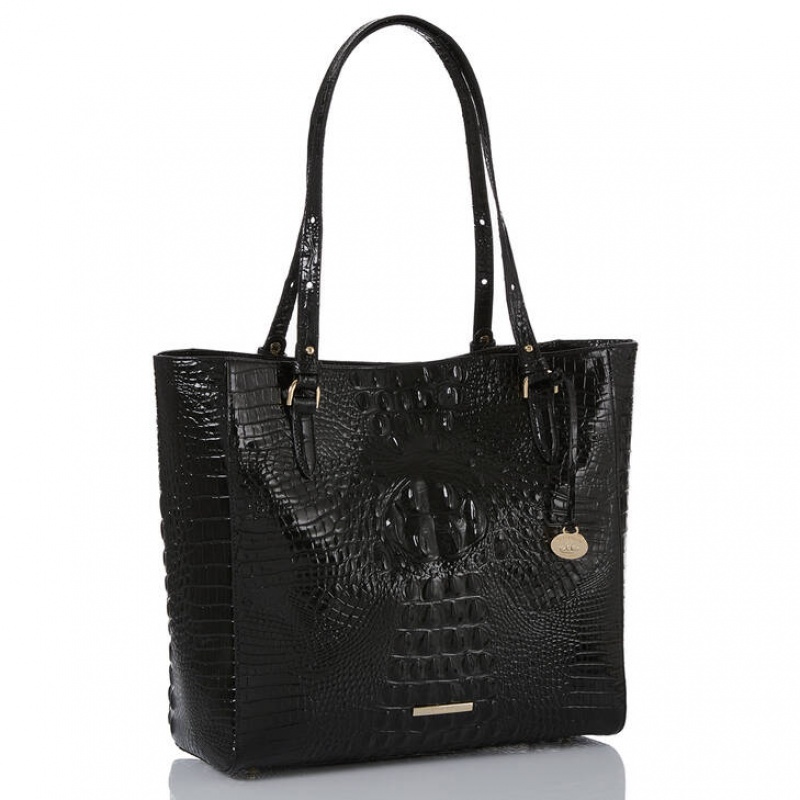 Black Women's Brahmin April Tote Bags | 7831EAPJU