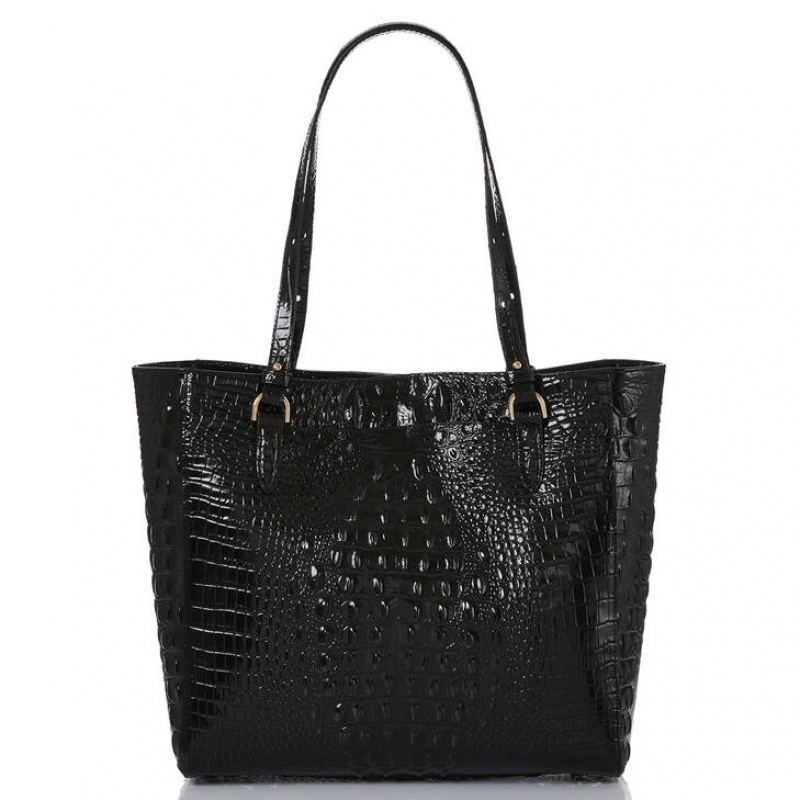 Black Women's Brahmin April Tote Bags | 7831EAPJU