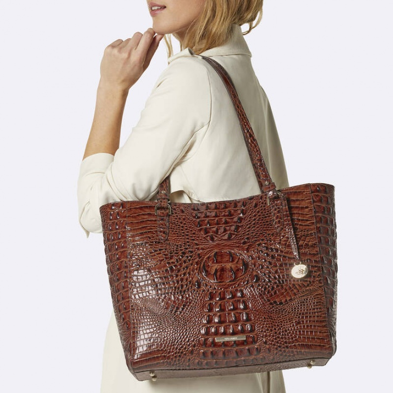 Black Women's Brahmin April Tote Bags | 7831EAPJU