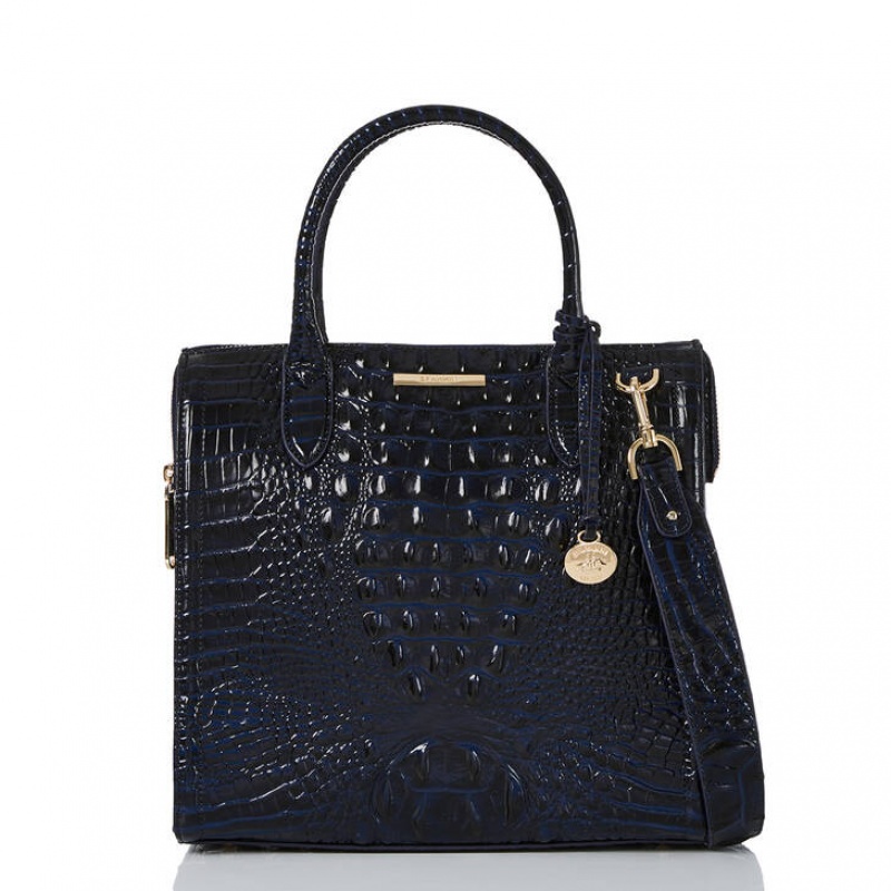 Black Women's Brahmin Caroline Satchel Bags | 7258JWXLM