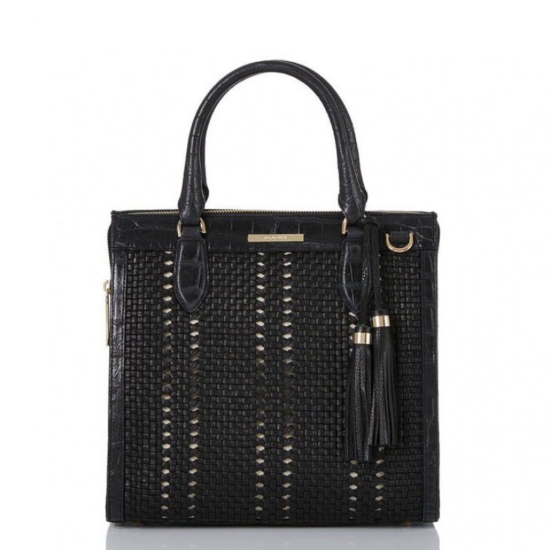 Black Women's Brahmin Caroline Satchel Bags | 0346OUTAY