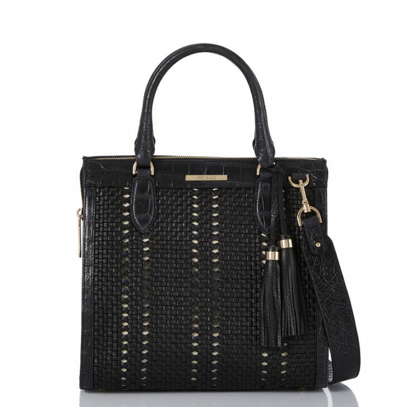 Black Women\'s Brahmin Caroline Satchel Bags | 0346OUTAY