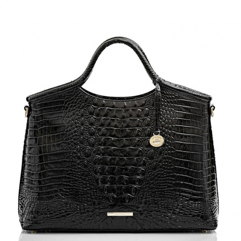 Black Women\'s Brahmin Elaine Satchel Bags | 9375ZFCAH