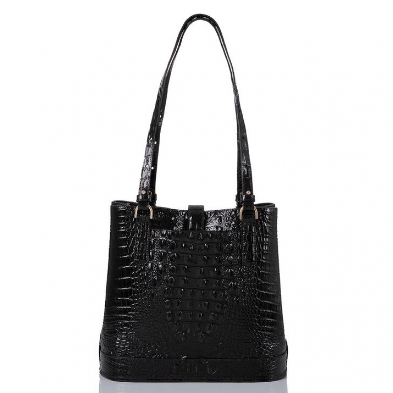 Black Women's Brahmin Fiora Bucket Bags | 0768VRDLJ