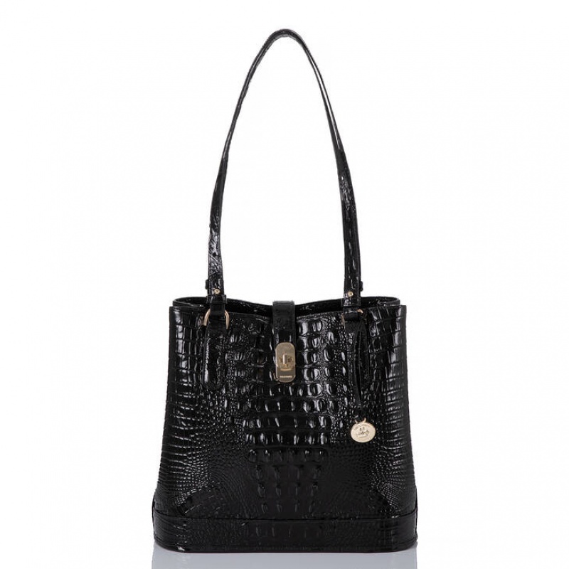 Black Women\'s Brahmin Fiora Bucket Bags | 0768VRDLJ