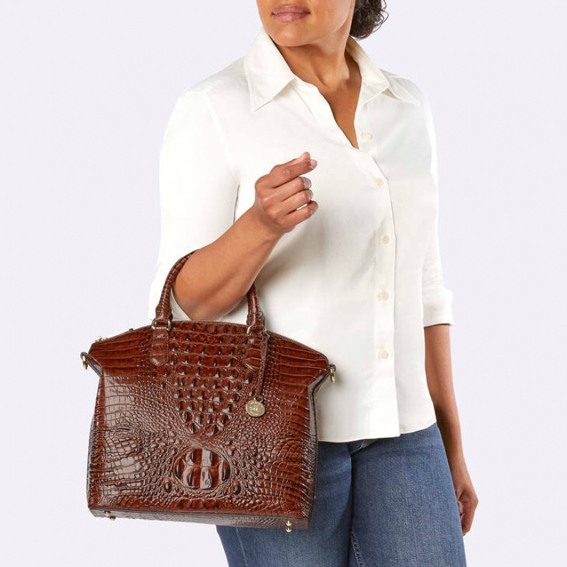 Black Women's Brahmin Large Duxbury Satchel Bags | 7521HNFUM