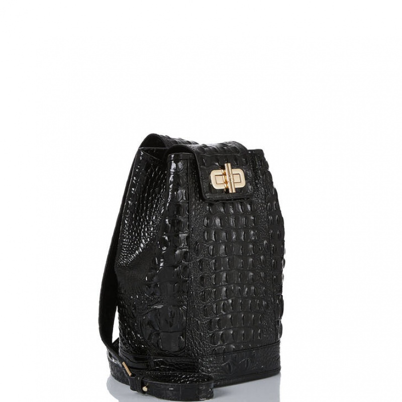 Black Women's Brahmin Maddie Bucket Bags | 0296YNTLV