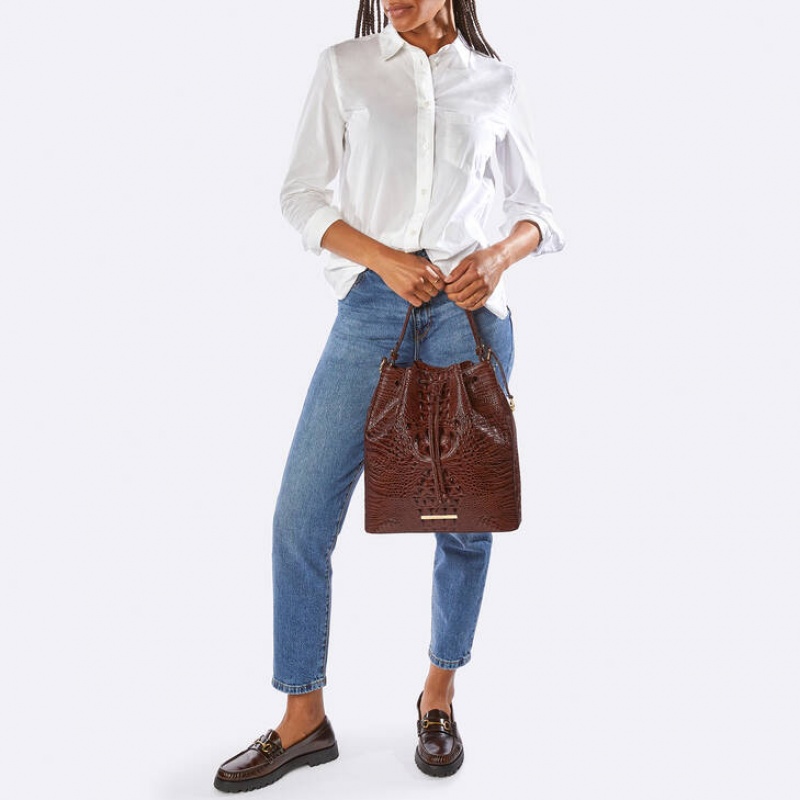 Black Women's Brahmin Marlowe Bucket Bags | 4097QOSCP