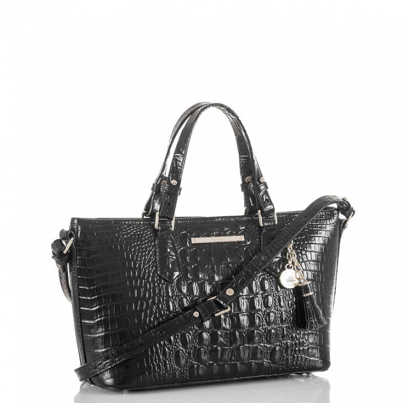 Black Women's Brahmin Mini Asher Satchel Bags | 1942ALEBR