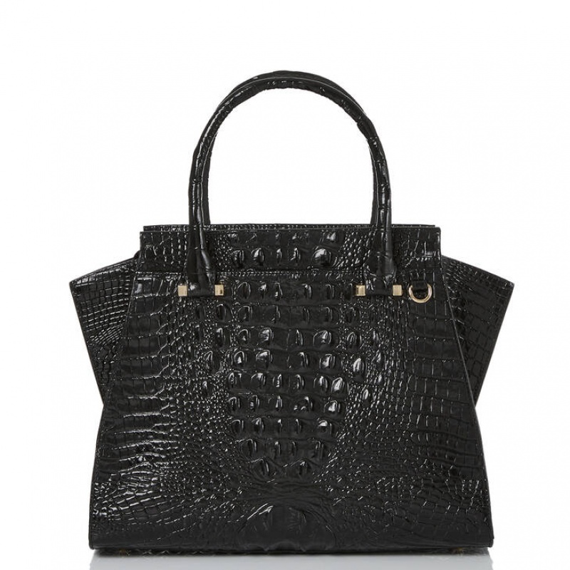 Black Women's Brahmin Priscilla Satchel Bags | 7893KMICF