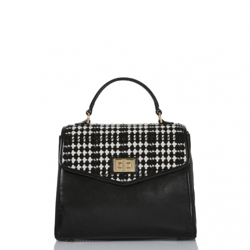 Black Women\'s Brahmin Rene Satchel Bags | 6952ZRGVW