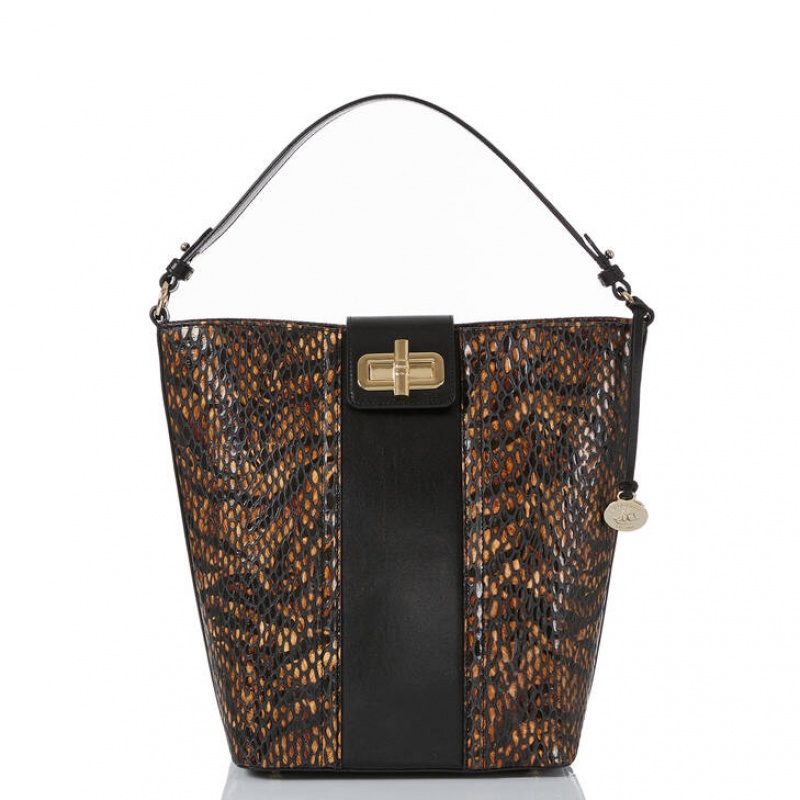 Black Women\'s Brahmin Shira Bucket Bags | 6729NHBJW