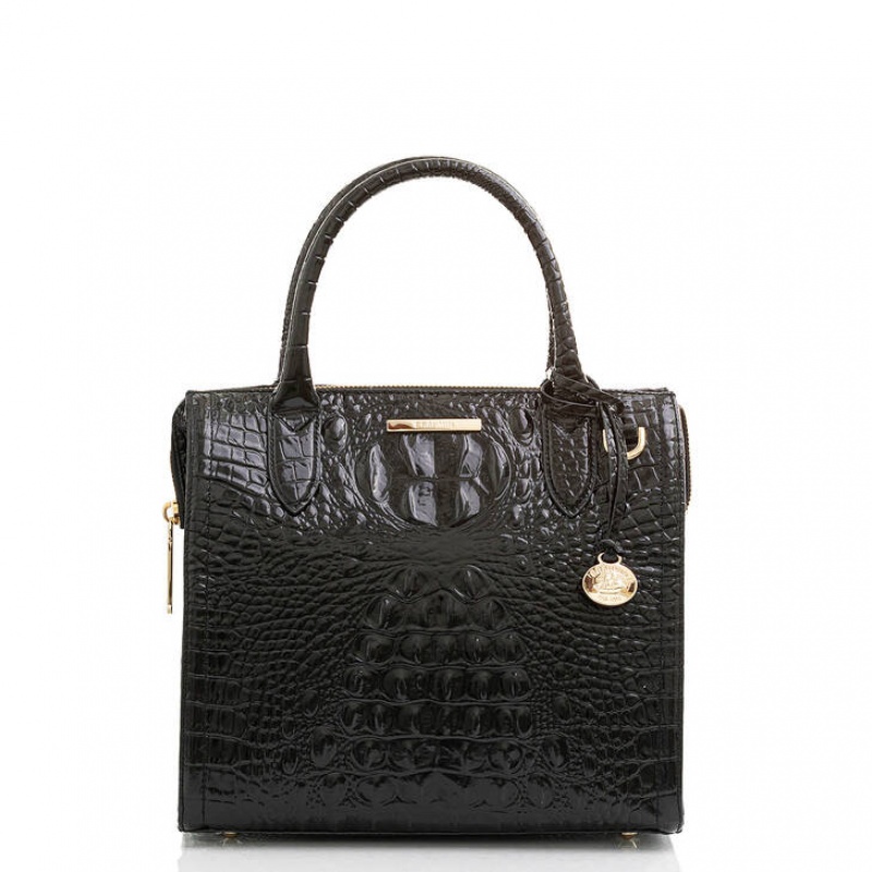 Black Women\'s Brahmin Small Caroline Satchel Bags | 7891QOJUR