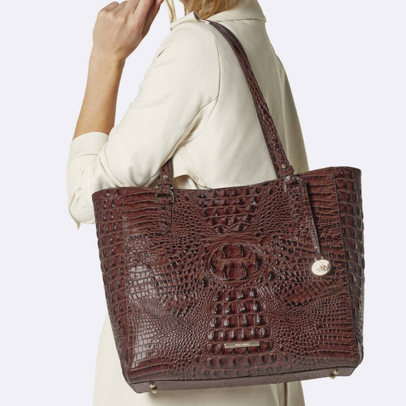 Blue Women's Brahmin April Tote Bags | 3862CVSDP