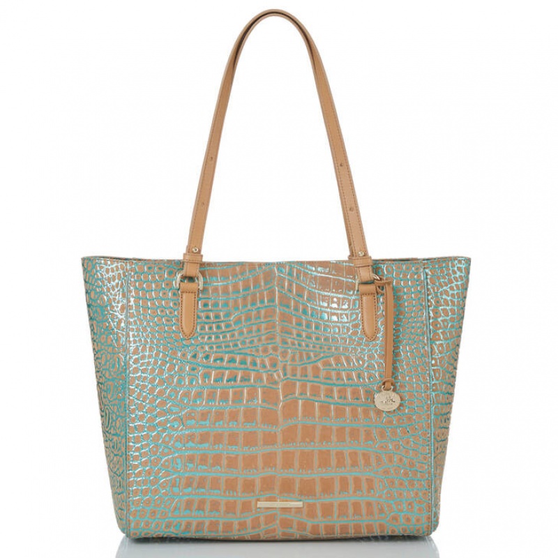 Blue Women\'s Brahmin April Tote Bags | 5327ZBOAI