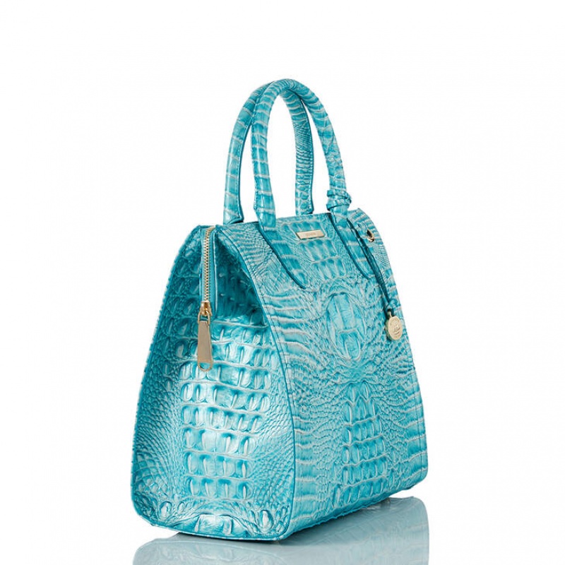 Blue Women's Brahmin Caroline Satchel Bags | 5297OGQBY