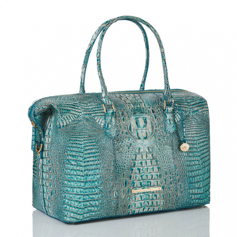 Blue Women's Brahmin Duxbury Weekender Travel Bags | 1096VQHAK