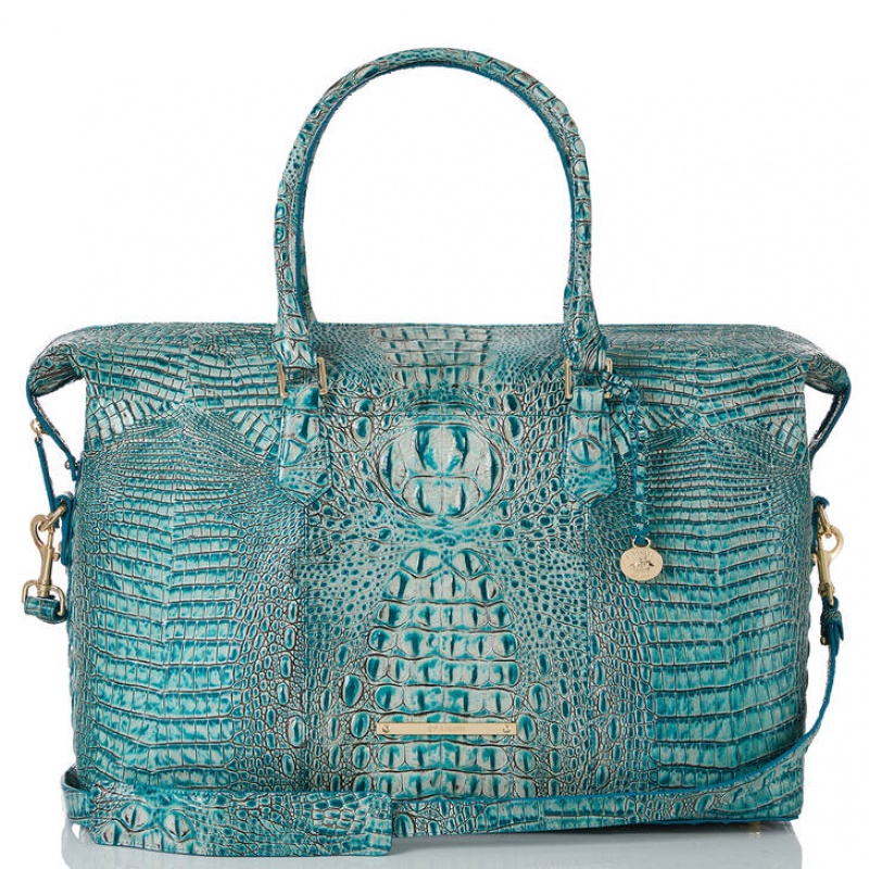 Blue Women's Brahmin Duxbury Weekender Travel Bags | 1096VQHAK