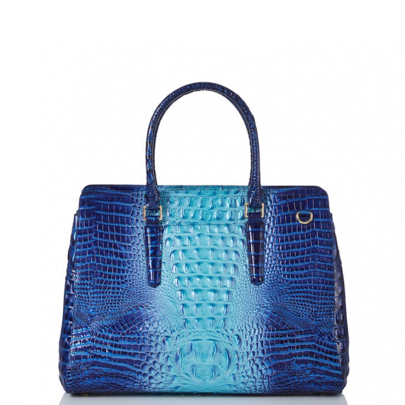 Blue Women's Brahmin Finley Carryall Satchel Bags | 6431RTCSV