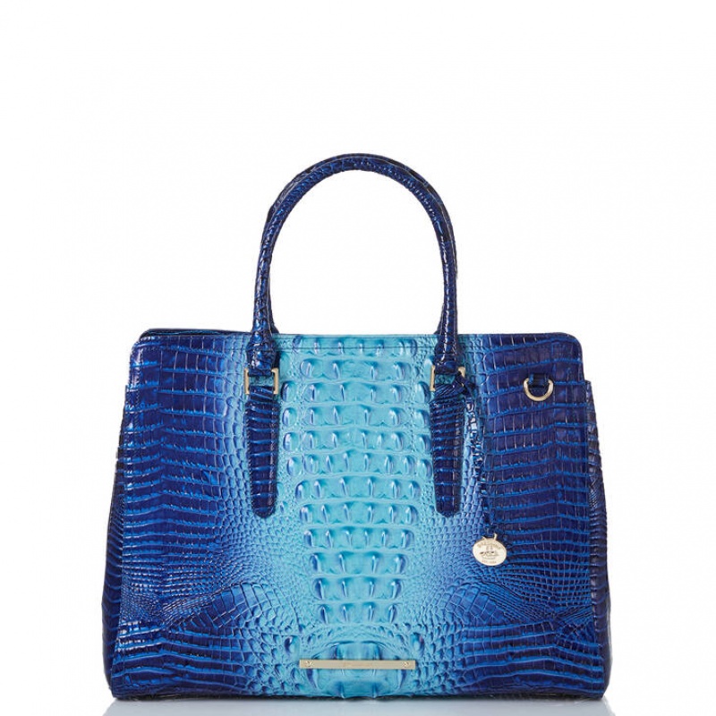 Blue Women\'s Brahmin Finley Carryall Satchel Bags | 6431RTCSV