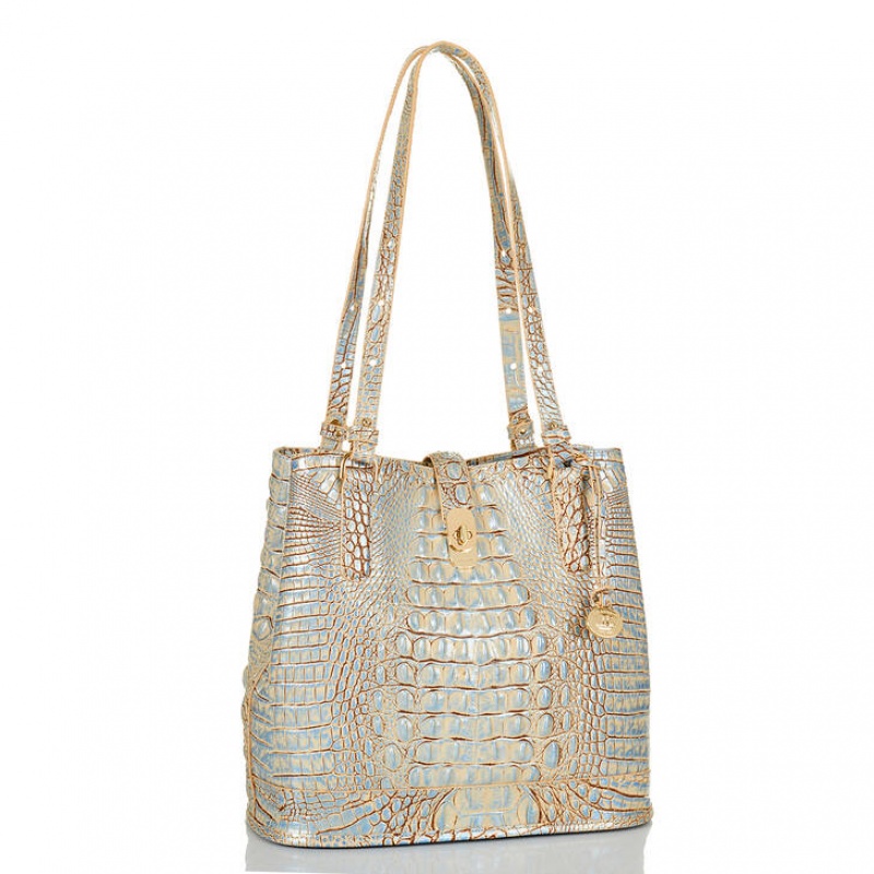 Blue Women's Brahmin Fiora Bucket Bags | 6423KYQWM