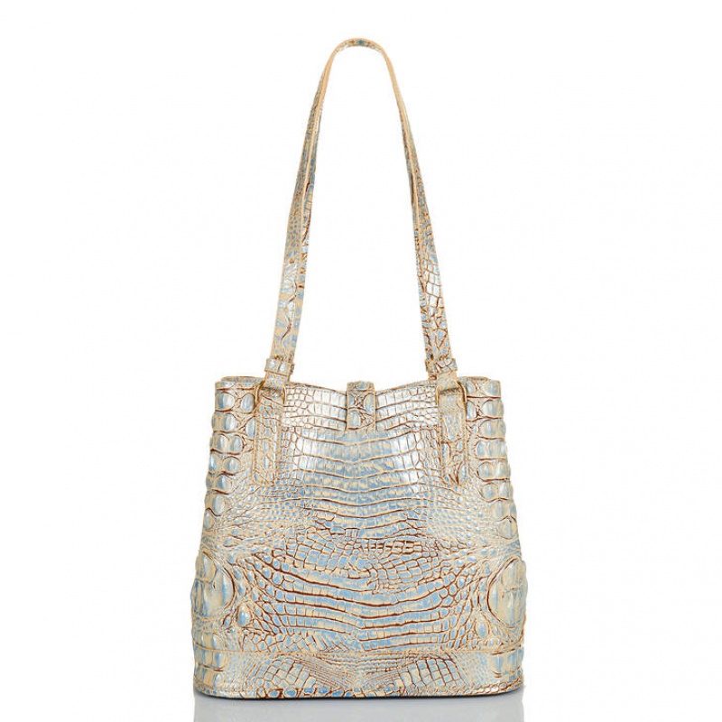 Blue Women's Brahmin Fiora Bucket Bags | 6423KYQWM