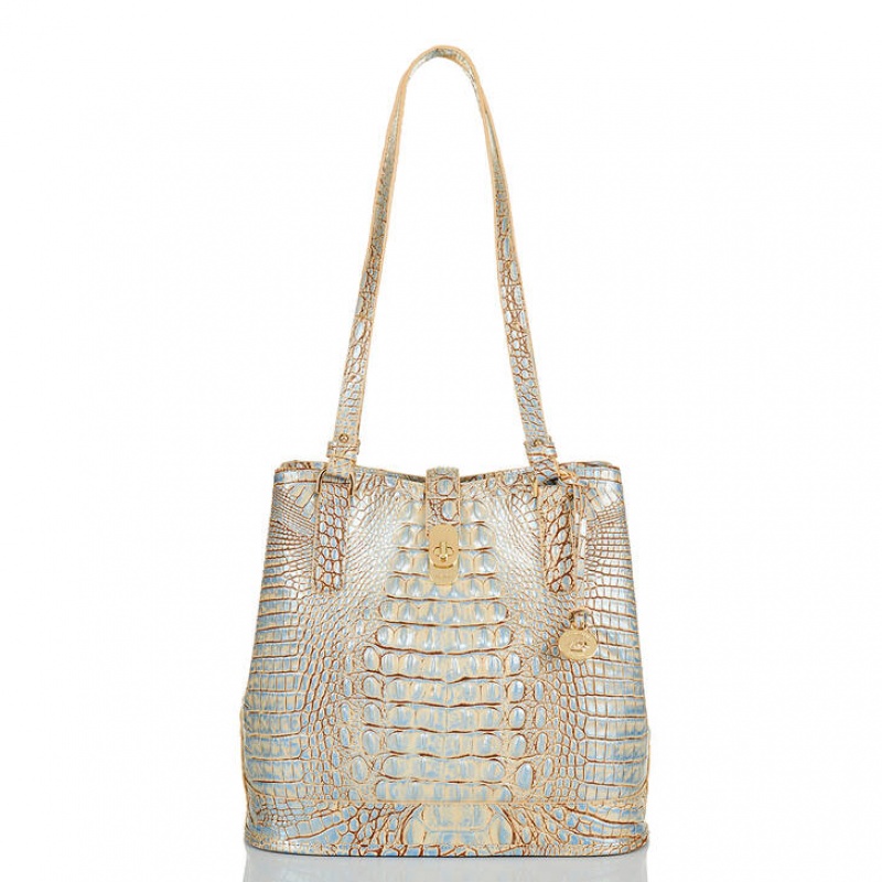 Blue Women\'s Brahmin Fiora Bucket Bags | 6423KYQWM