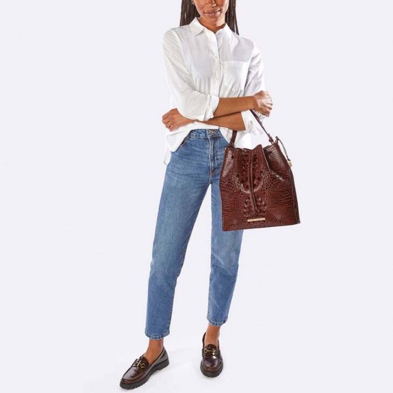 Blue Women's Brahmin Marlowe Bucket Bags | 0289UYRKJ