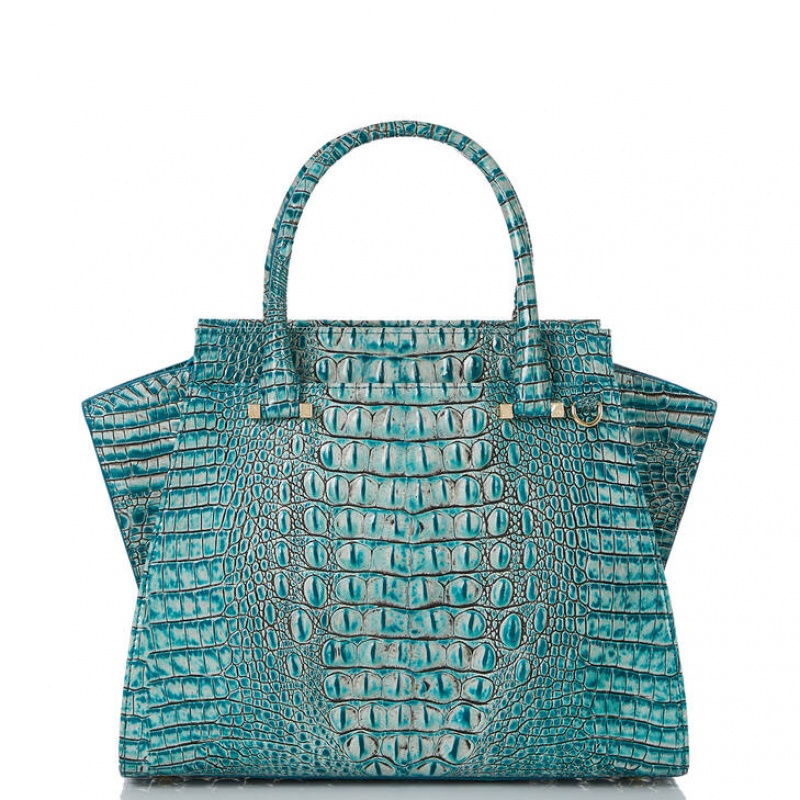 Blue Women's Brahmin Priscilla Satchel Bags | 6704MAFQN